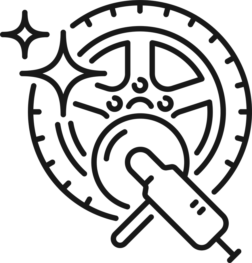 Washing of Car Tire Wheels Isolated Outline Icon